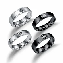 

Sexy Mom Couple Jewelry Her King His Queen Stainless Steel Wedding Rings For Women Men Anniversary Valentine's Day Gifts