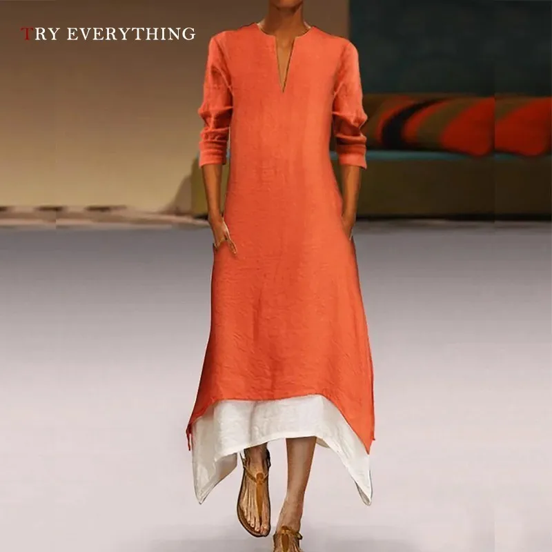 

Elegant Casual Dress Women Summer 2019 Half Sleeve Red Cotton Dress Plus Size Ladies Straight Patchwork Long Dresses Women 3XL