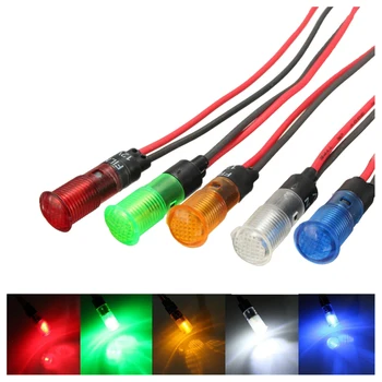 

5x 12V 8mm Car Boat LED Indicator Pilot Dash Dashboard Panel Warning Light Lamp