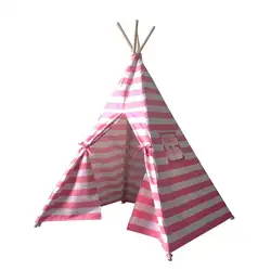 Портативный розовый принцесса девушка палатка teepee детская палатка игрушечная с хлопок холст сумка для переноски в комплекте