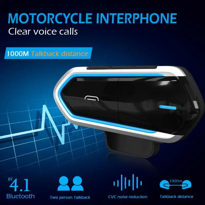 

Motorcycle Helmet Headset 450mAh Wireless Bluetooth Intercom BT Interphone Headset Walkie-Talkie 4.1+Edr Csr8635