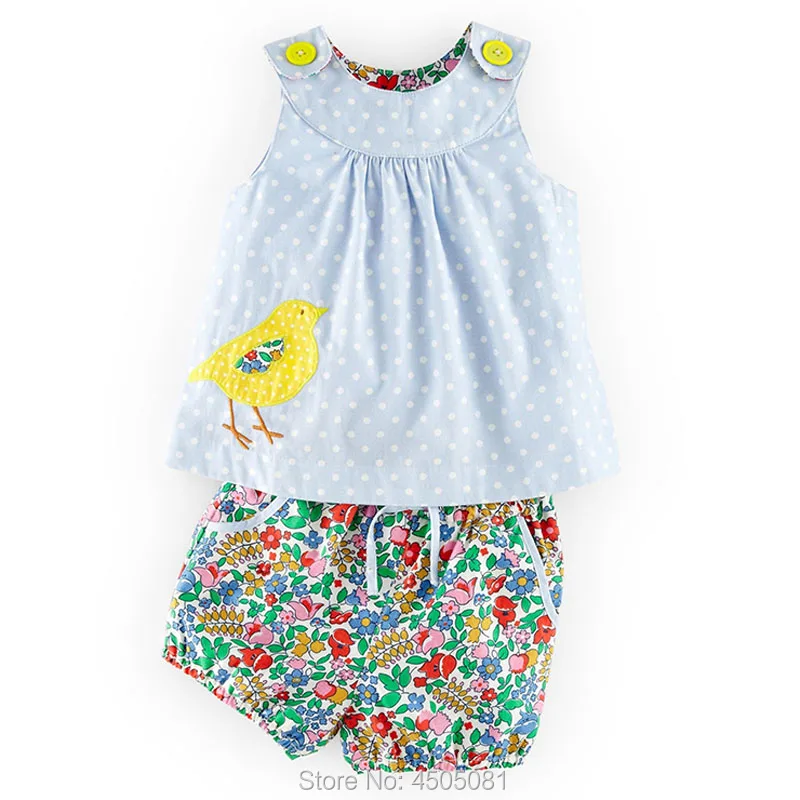 

Top Quality 100% Woven Cotton t-shirt Pants Bebe Girls 2pc Sets Brand New 2019 Baby Girl Clothes Sets Summer Children Suits Kid
