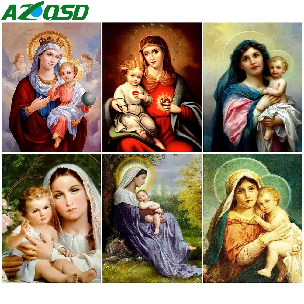 

AZQSD Full Square 5D DIY Diamond Painting Religion Picture Rhinestone Diamond Embroidery Home Decor Cross Stitch Mosaic