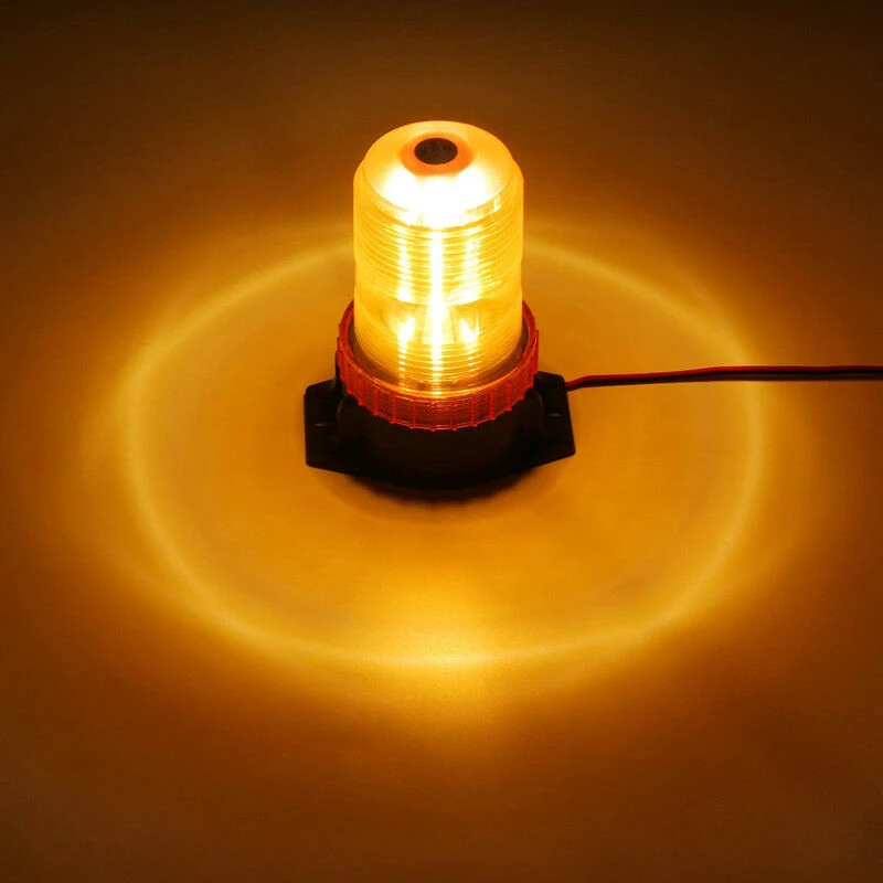

1pc 3.38*13.31*9.80cm 30-LED Car Truck Amber Beacon Light Emergency Warning Strobe Roof Round Lamp High Quality Accessory Part