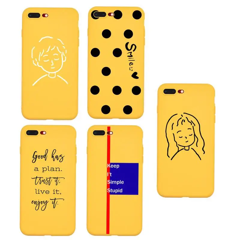 

Silicone Simple Printed Pattern Phone Case Anti-fall Soft Shell Breathable Wear Prevention Yellow Phone Case For IPhone 7P/8P