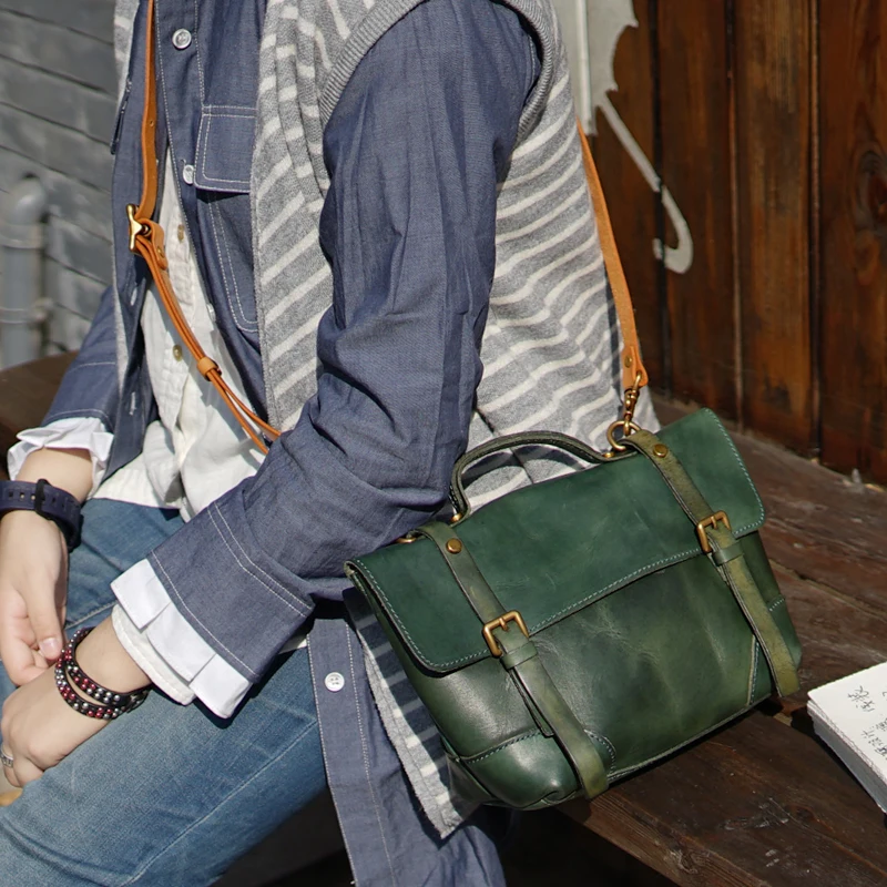 

Spring and Summer Small Shoulder Bags Women's Genuine Retro Leather Handmade Mini Tote Famous Brand Small Handbags Cross-body