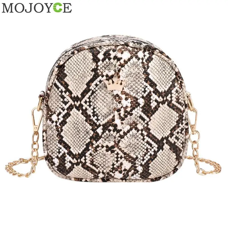 

Retro Serpentine Chain Round Bag Women Handbags Printed Small PU Leather Shoulder Crossbody Bags Female Serpentine Messenger Bag