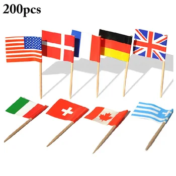 

200PCS One-Time Multi-National Flag Sign Cake Fruit Sign Cocktail Cake Steak Toothpick Food Decoration Sign Bar Party Decoration