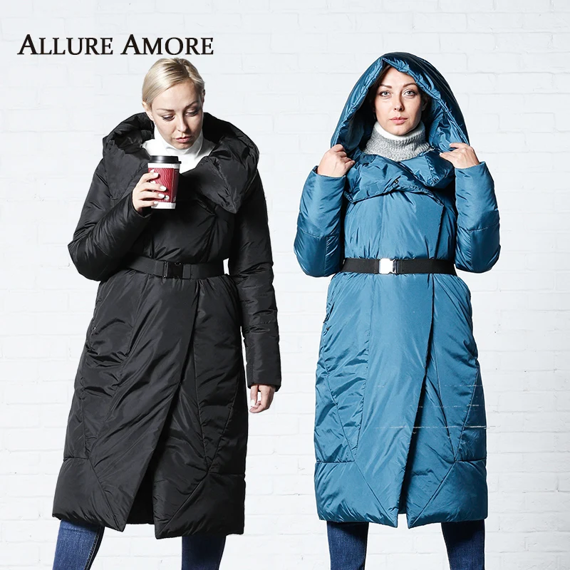 Winter Jackets Women New Women's Parka Female Long Jacket hooded Woman Coat Puffer 2019 Winter Coats With Belt AllureAmore
