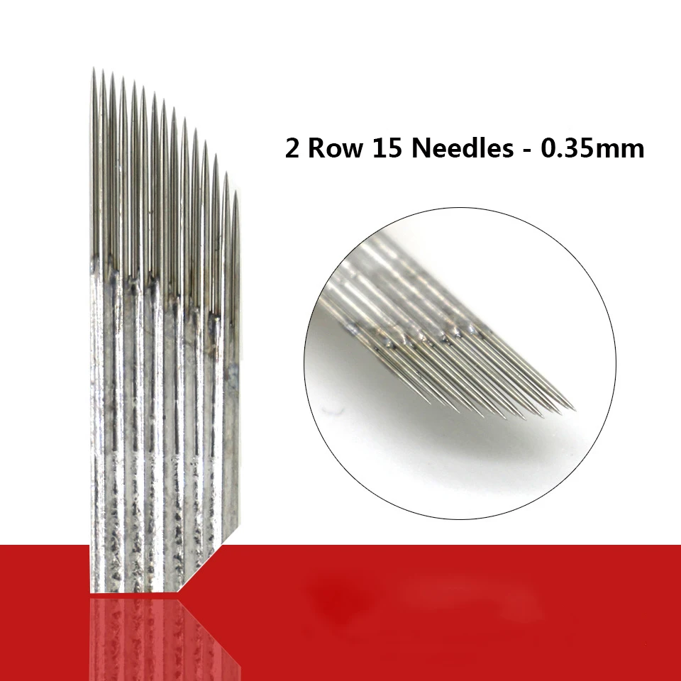 100pcs Double Row Needles Manual Pen Blades 15 pins Microblading Permanent Makeup Eyebrow Tattoo 3D Embroidery | Красота и здоровье