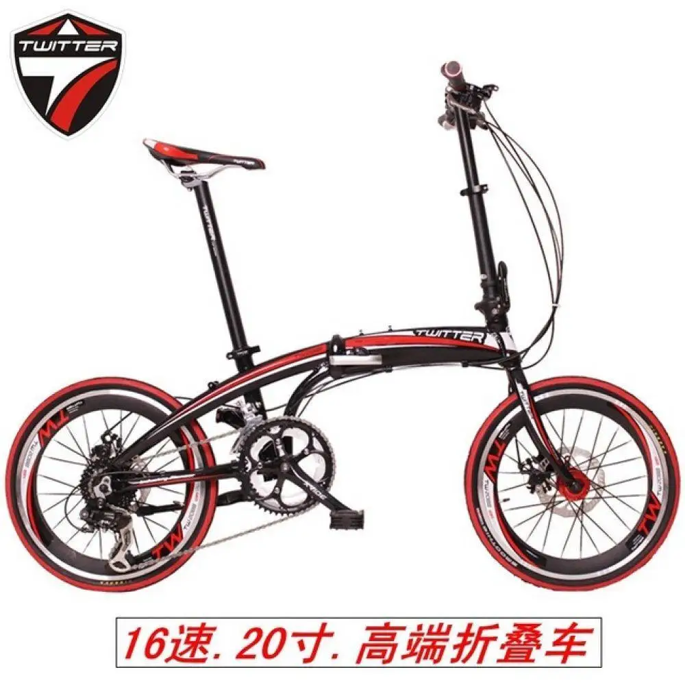 

TWITTER folding bicycle 16 Speed 20 inch wheel double disc brake alluminum alloy frame integrated wheel and spokes wheel bikes