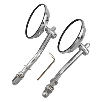 

Adjustable Chrome Rearview Round Mirrors 25mm Adapter Clamp Fits For Harley Cafe Racer for 22mm 25mm handle New