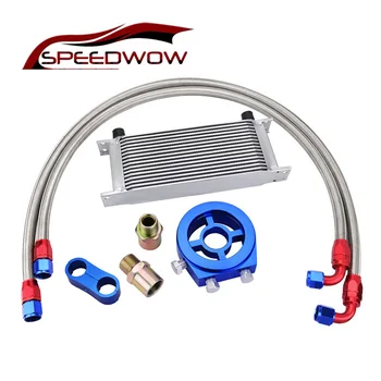 

SPEEDWOW 16 Row 10AN Transmission Adaptor Oil Cooler+Gauge Sensor Plate+Swivel Hose Fitting+ AN10 Divider Clamp Set