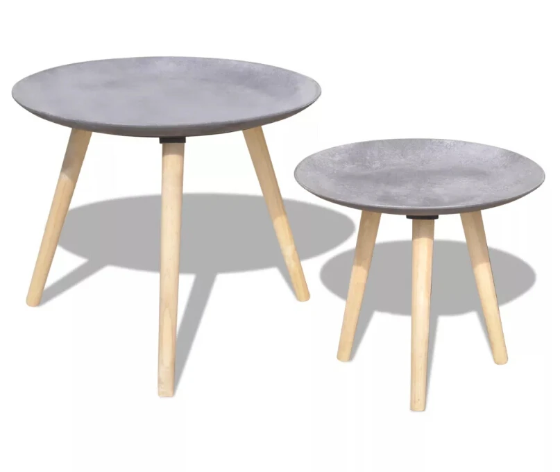 VidaXL Two Piece Side Table/Coffee Table Set Nordic Fashion Home Living Room Nesting Side 55 Cm&44 Cm Concrete Grey VidaXL Two Piece Side Table/Coffee Table Set Nordic Fashion Home Living Room Nesting Side 55 Cm&44 Cm Concrete Grey