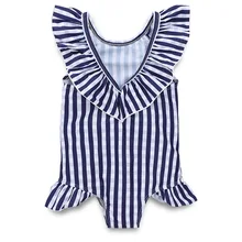 Детские купальники, сине-белый купальник в Вертикальную Полоску, купальники для маленьких девочек, детские купальники для девочек