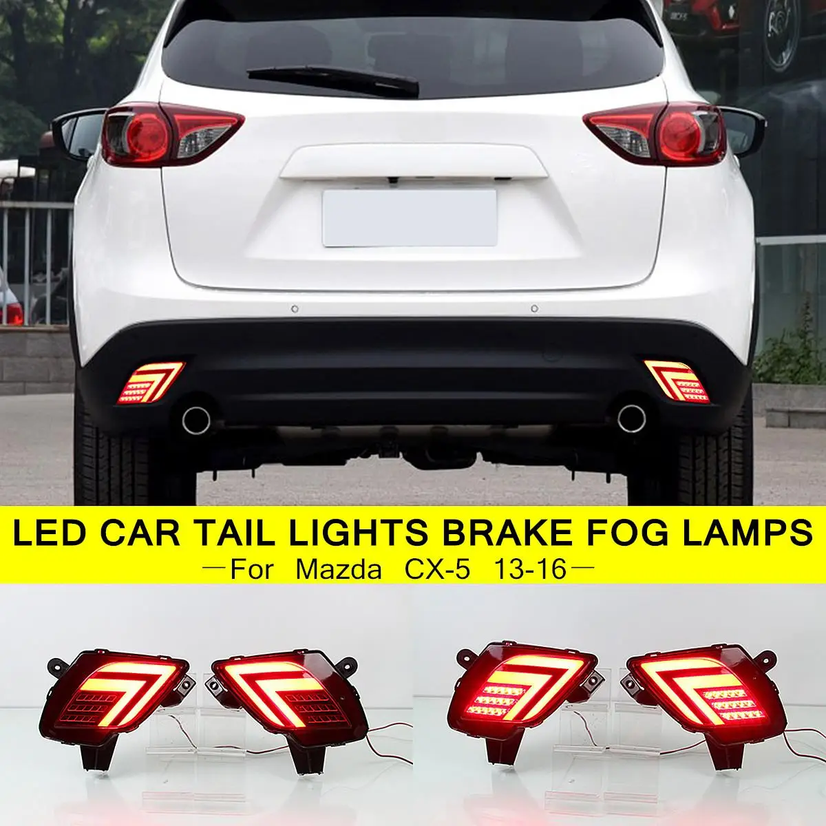 

Red LED Reflector Rear Bumper Tail Light Brake Fog Lamp ABS Waterproof for Mazda CX-5 2013-2016 Driving/Braking/Warning Safety