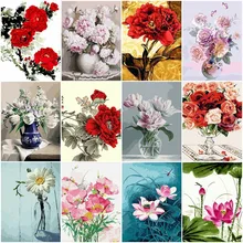 AZQSD, Современная картина маслом по номерам, картина с цветами, Картина на холсте, ручная роспись, украшение для дома, YHGC040