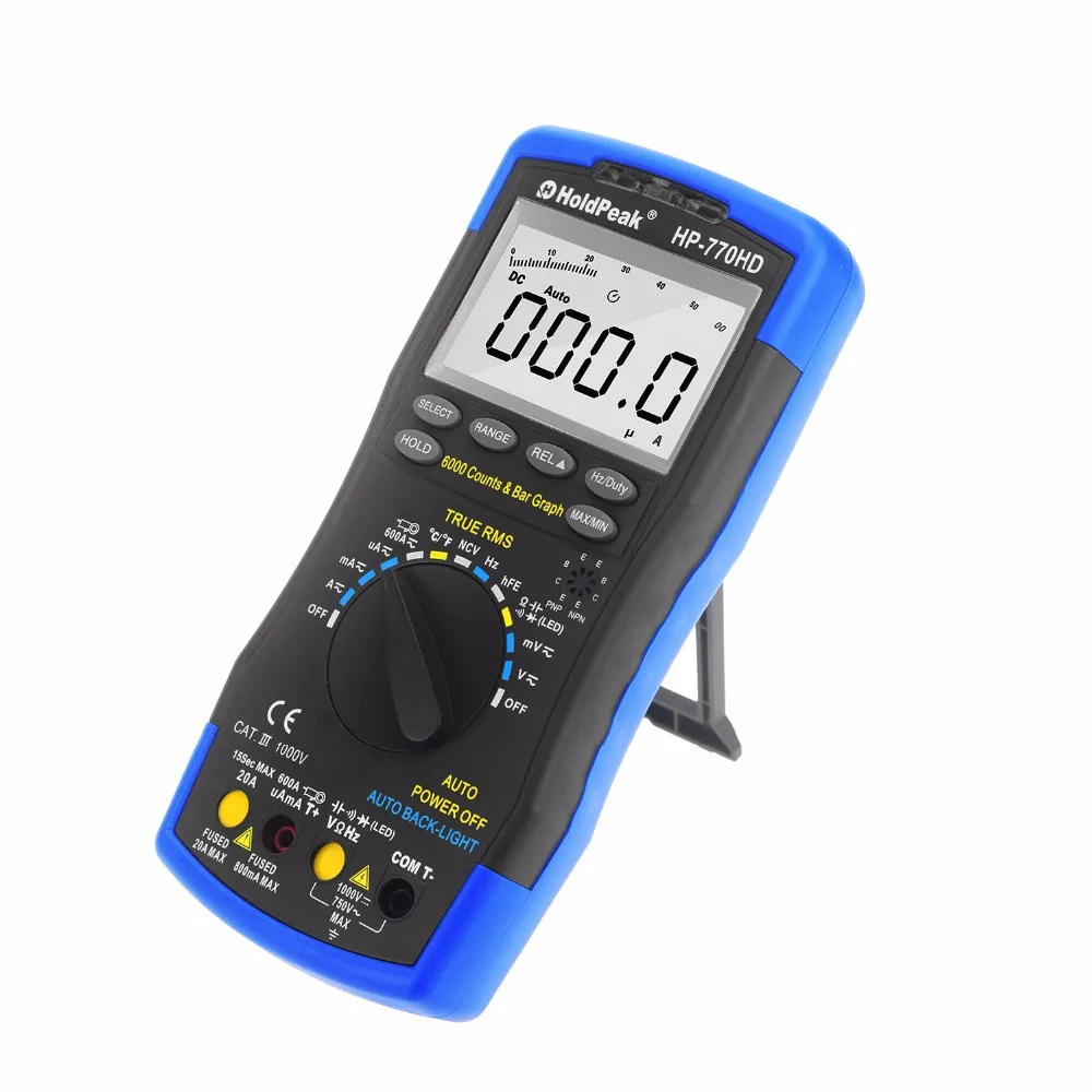 HoldPeak HP-770HD Digital Multimeter Autorange True RMS AC/DC Voltage Frequency Capacitance Resistance Tester HFE Multimeter