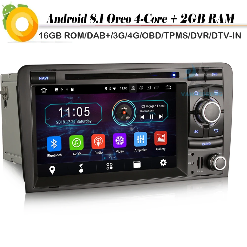 Автомагнитола DAB + для Audi A3 S3 стерео Android 8 1 спутниковый навигатор автомобильный GPS проигрыватель Wi Fi 4G BT DVR OBD