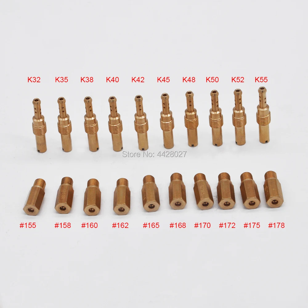 

20pcs set Pilot Slow jets #32 - #55 Main Jet Set 155 158 160 162 165 168 170 172 175 178 for Keihin PWK PE OKO KOSO PJ Carbs