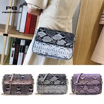 

Women bag cross body snake pattern print small flap square shoulder bags leather shoulder bag designer luxury handbag woman bag