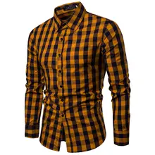 Роскошная мужская Повседневная официальная рубашка с длинным рукавом, приталенная красная желтая Королевская Синяя темно-зеленая клетчатая деловая рубашка