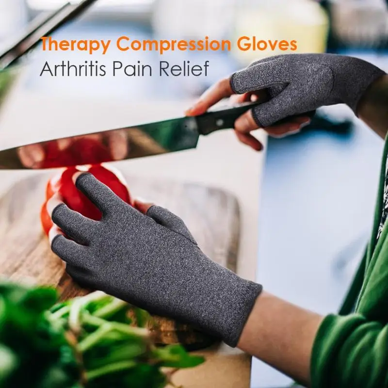 

1 Pair Unisex Therapy Compression Gloves Hand Arthritis Joint Pain Relief Health Care Half-finger Gloves