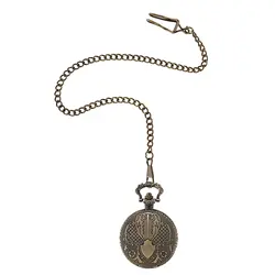 Рельефный узор щит ностальгические бронзовые Кварцевые карманные часы Винтаж браслет карманные часы