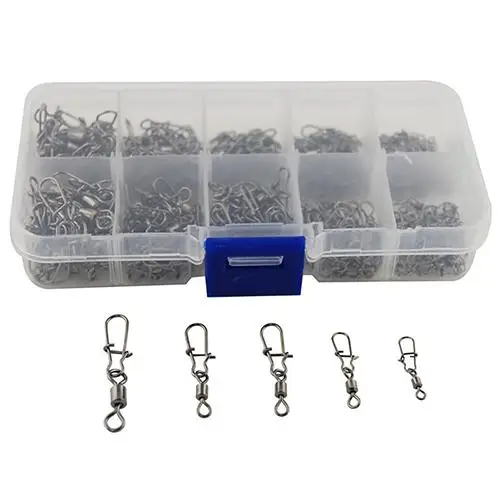 

210Pcs set Outdoor Fishing Rolling Swivel Fast-lock Snap Ball Bearing Fishing Connector Swivel Clasp