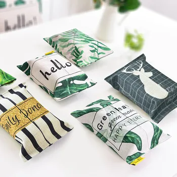 

Creative Tissue Box Plant Printing Foldable Napkin Holder Cotton Linen Storage Box Rectangle Shape Home Kitchen Paper Holder 1PC