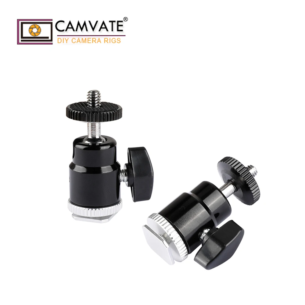 

CAMVATE 1/4"-20 Mini Ball Head & Shoe Mount Adapter (2 Pieces) C1975