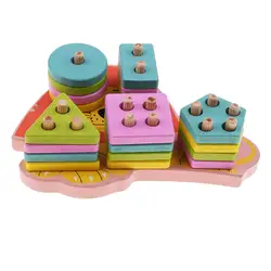 Деревянные геометрические блоки Сортировка игра в штабелирование рука-глаз координации для раннего развития игрушки для детей дети