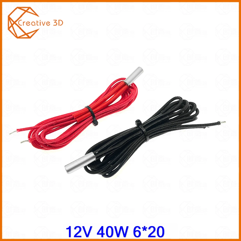 

3D Print Part Heating Tube 6*20mm Red And Black Color 12V/24V 40W 1M Ceramic Cartridge For Extruder Heating 40W Extrusion Heater