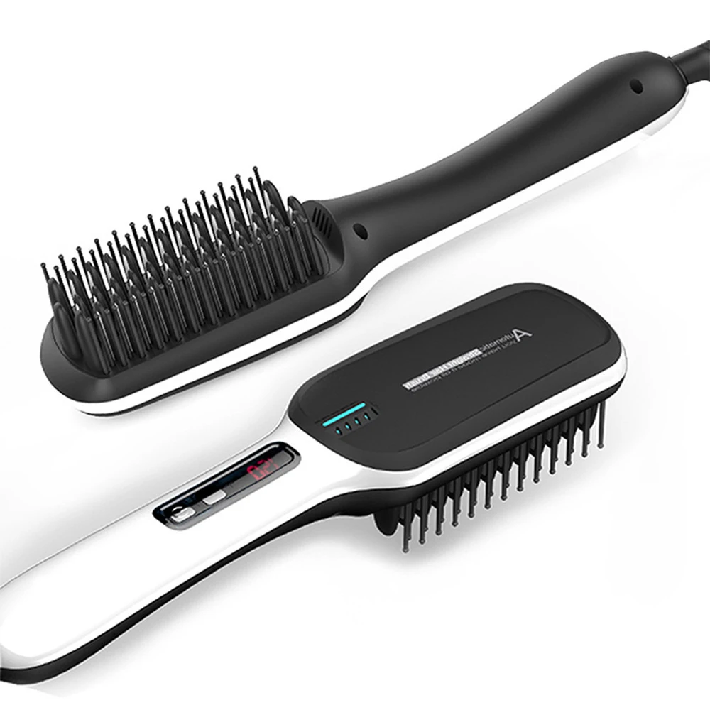 

Hair Straightener Hair Iron Professional Fast Universal Voltage Ceramic Electric Hair Straightening Brush Styling Tool Black A