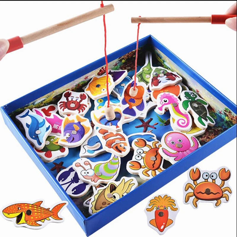 

Wooden Magnetic Fishing Game Toy Kids Puzzle Board Early Education Toy Gift