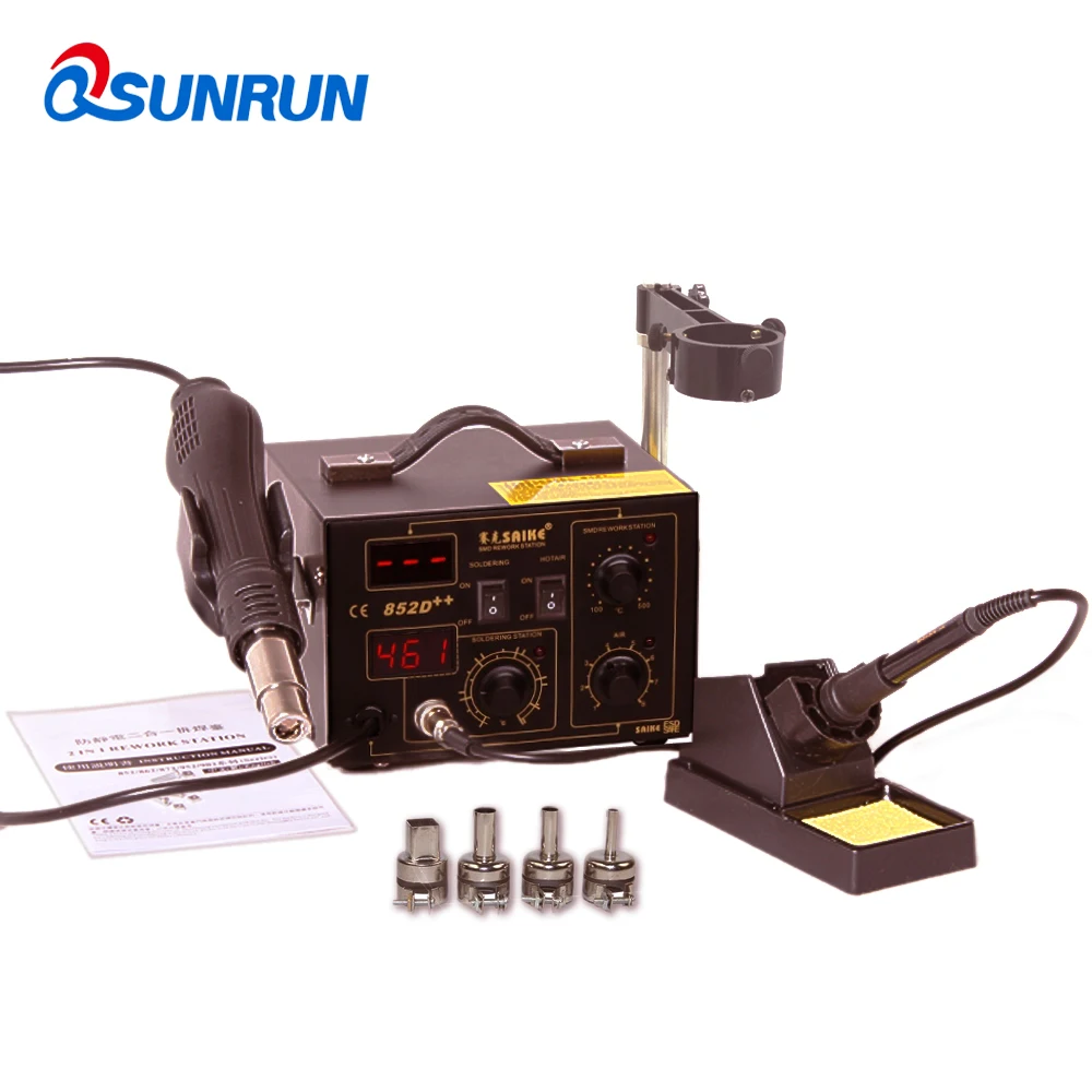 Станция паяльная Saike 852D ++ 2 в 1 220 В/110 В С термофеном|saike 852d|saike solderingsoldering station saike |