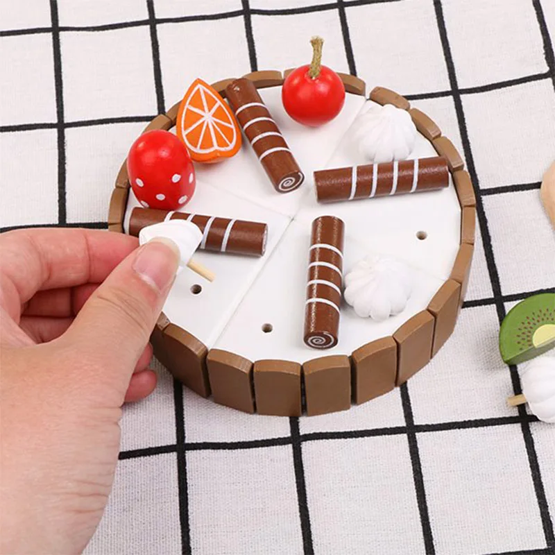 Деревянный магнитный симулятор шоколадный торт кухня игрушка резка мини торт ролевые игры DIY Сращивание Ранние развивающие игрушки для