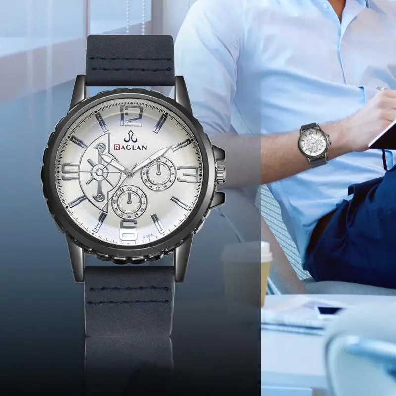 

Fashion Business Analog Quartz Watches Men PU Leather Strap Wristwatch