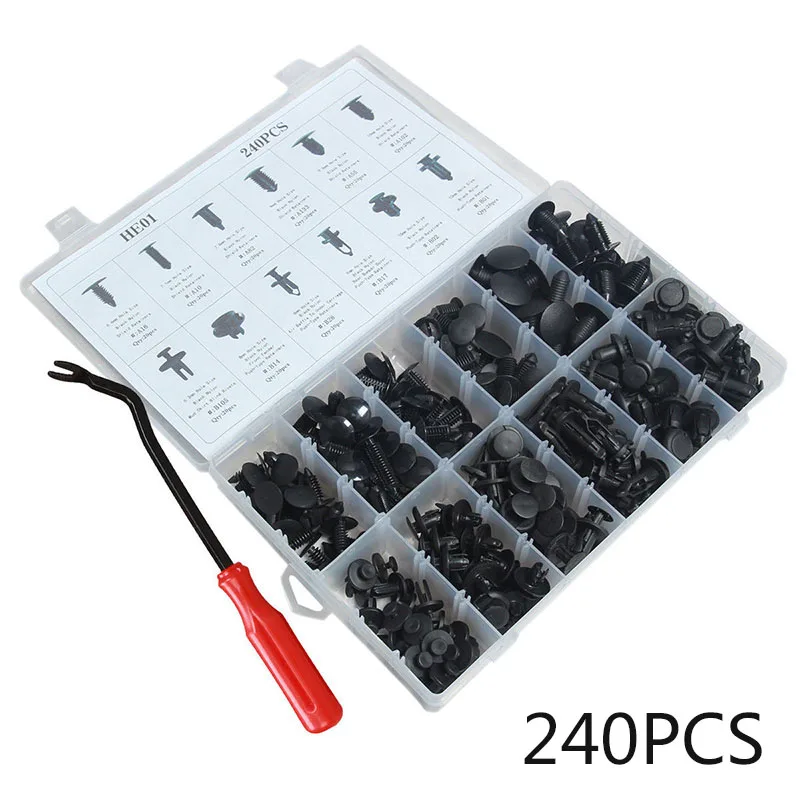 

240x Car Fastener Push Pin Rivet Trim Clip Panel Moulding & Remover Tool Kit Set