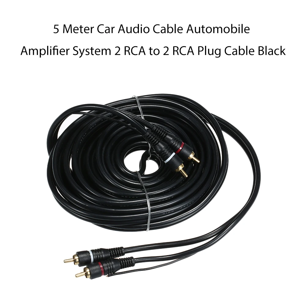 Universal 5 Meters Car Audio Cable Automobile Amplifier System 2 RCA to