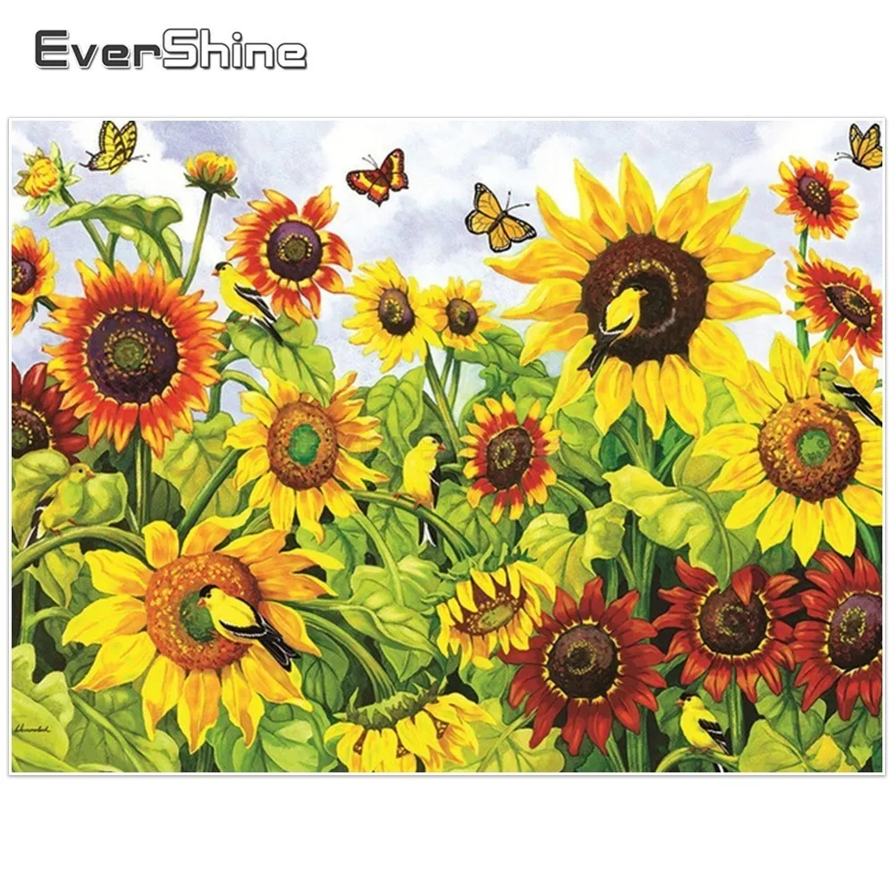 

EverShine Diamond Mosaic Flowers Pictures Of Rhinestones Diamond Embroidery Sale Sunflowers Painting With Diamonds Wall Decor