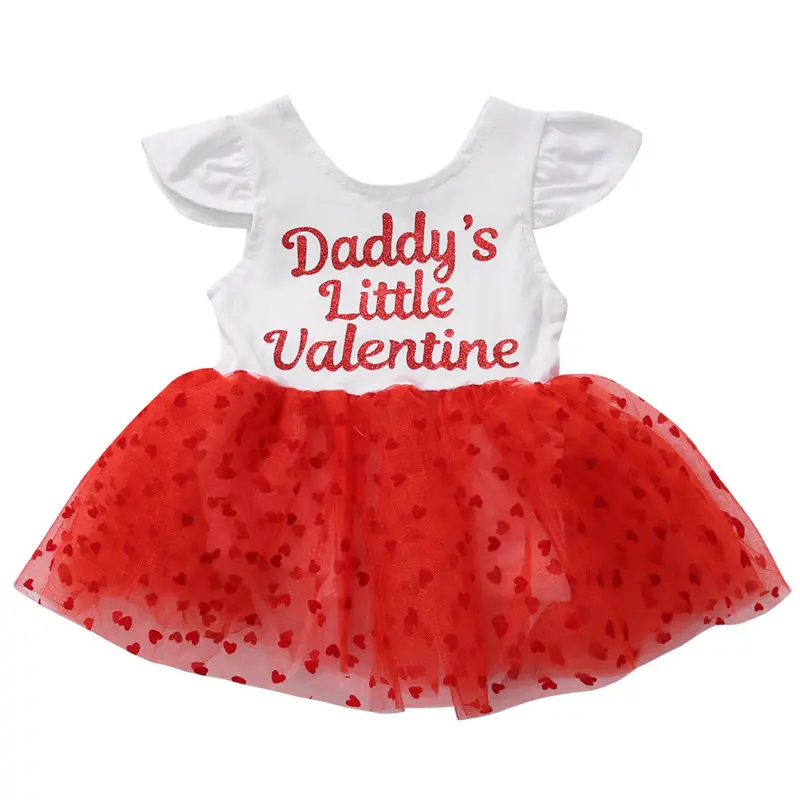 2019 Valentine's Day Outfit Baby Girls Bodysuit Dress Daddy's Little