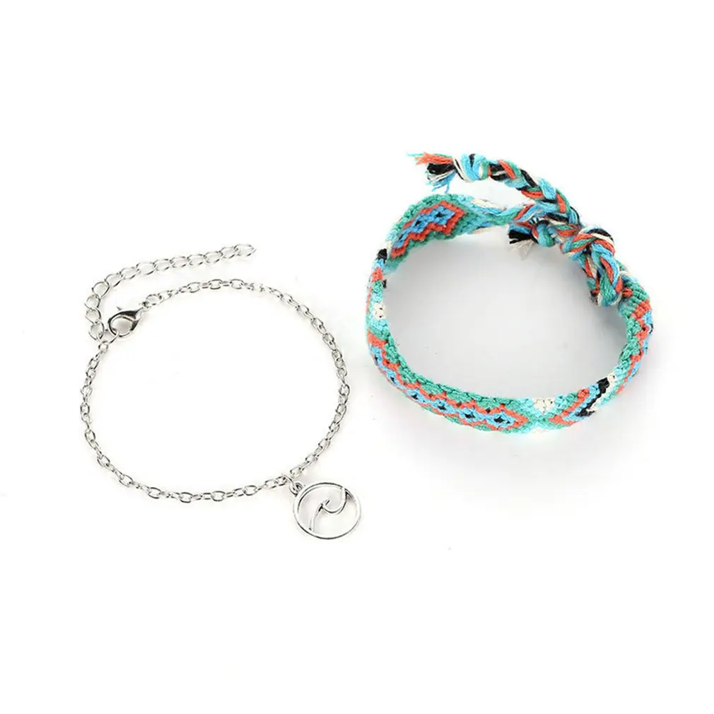 

Summer Beach Double-Layer Round Wave Anklet Wind Hand-Woven Foot Jewelry