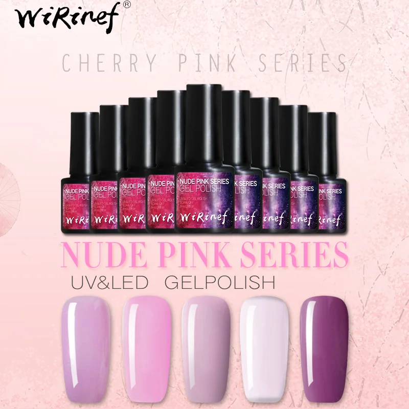 

WiRinef 8ml Light Colors Gel UV Led Nail Gel Polish Pure Pink Series Nail Polish Hot Sale Base Top Coat nail lacquer gel