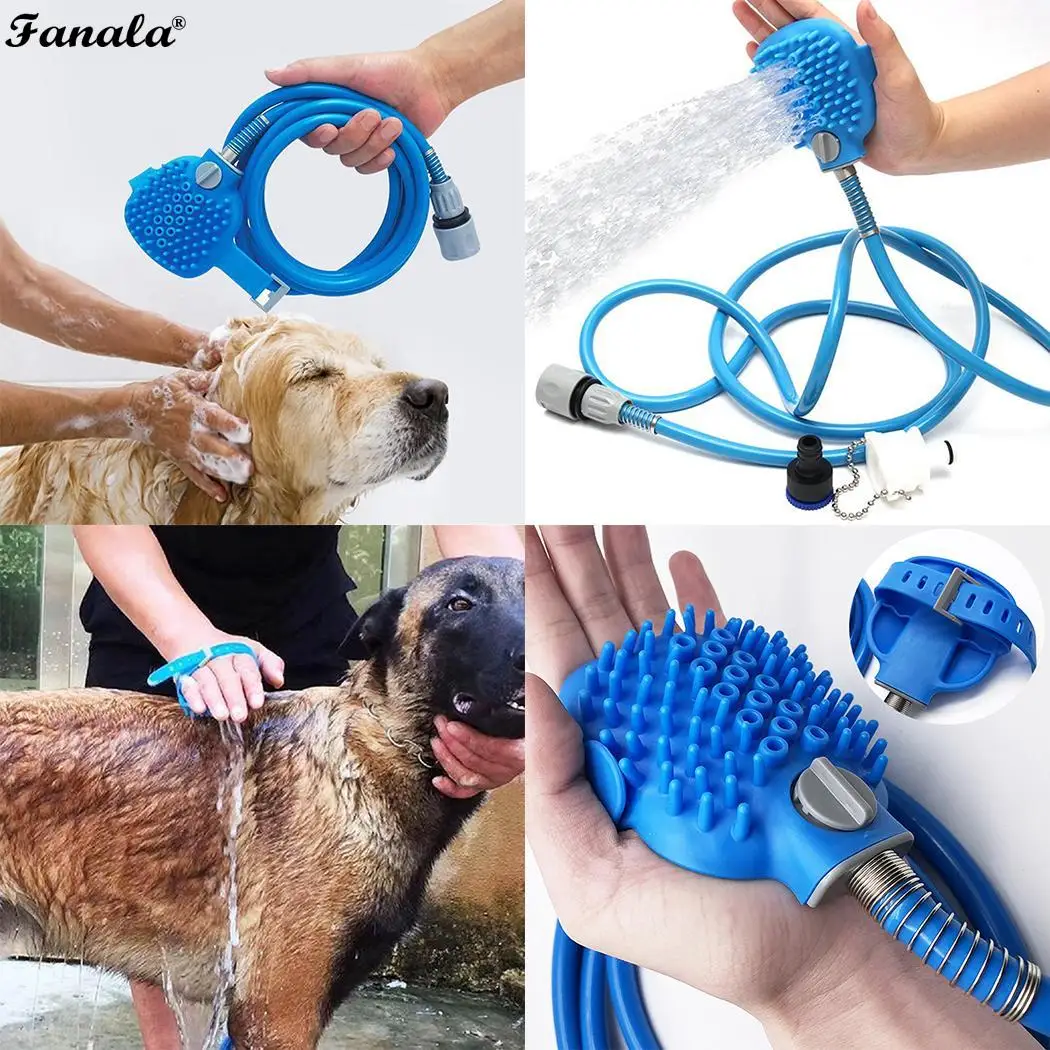 Pet Dog Регулируемый массажер длины для купания 2 5 м инструмент очистки синий 400 г| |