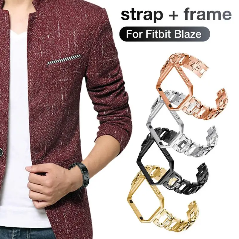 

Rhinestone Watch Band With Frame For Fitbit Blaze For Women Stainless Steel Chain Watch With Bracelet Replacement Strap