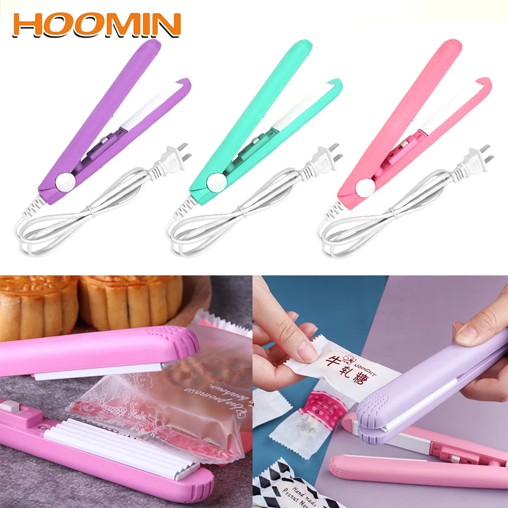 

HOOMIN Food Vacuum Sealer Mini Portable Handheld Household Bag Clips Seal Packing Plastic Impulse Sealer Heat Sealing Machine