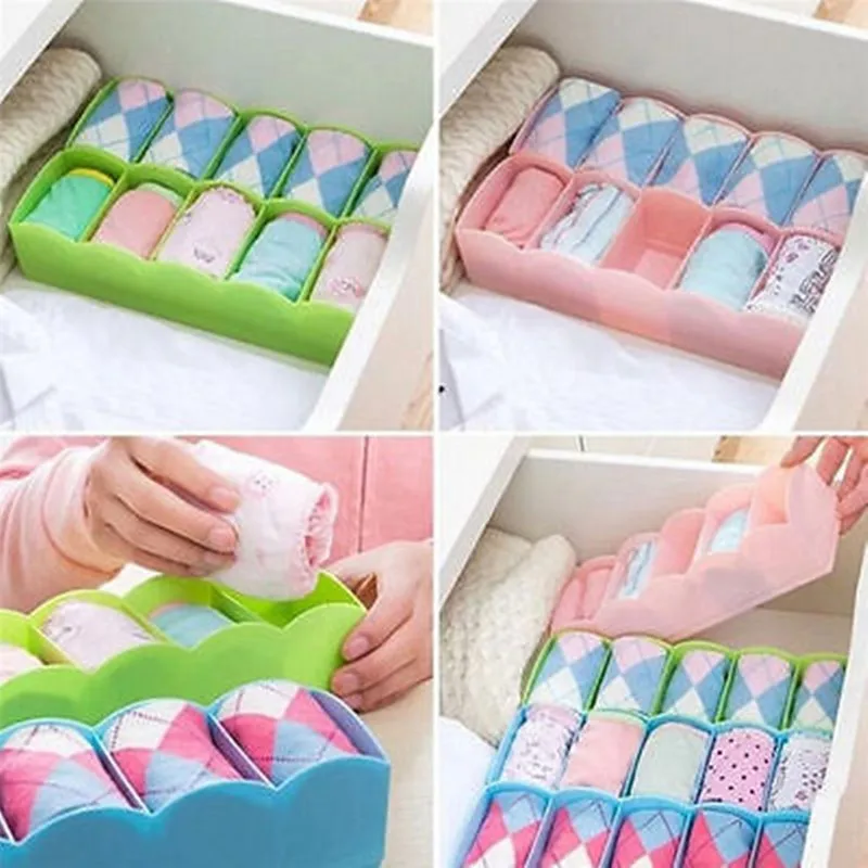 

5 Cells Plastic Organizer Storage Bog Tie Bra Socks Drawer Cosmetic Divider Tidy Home Storage Accessories