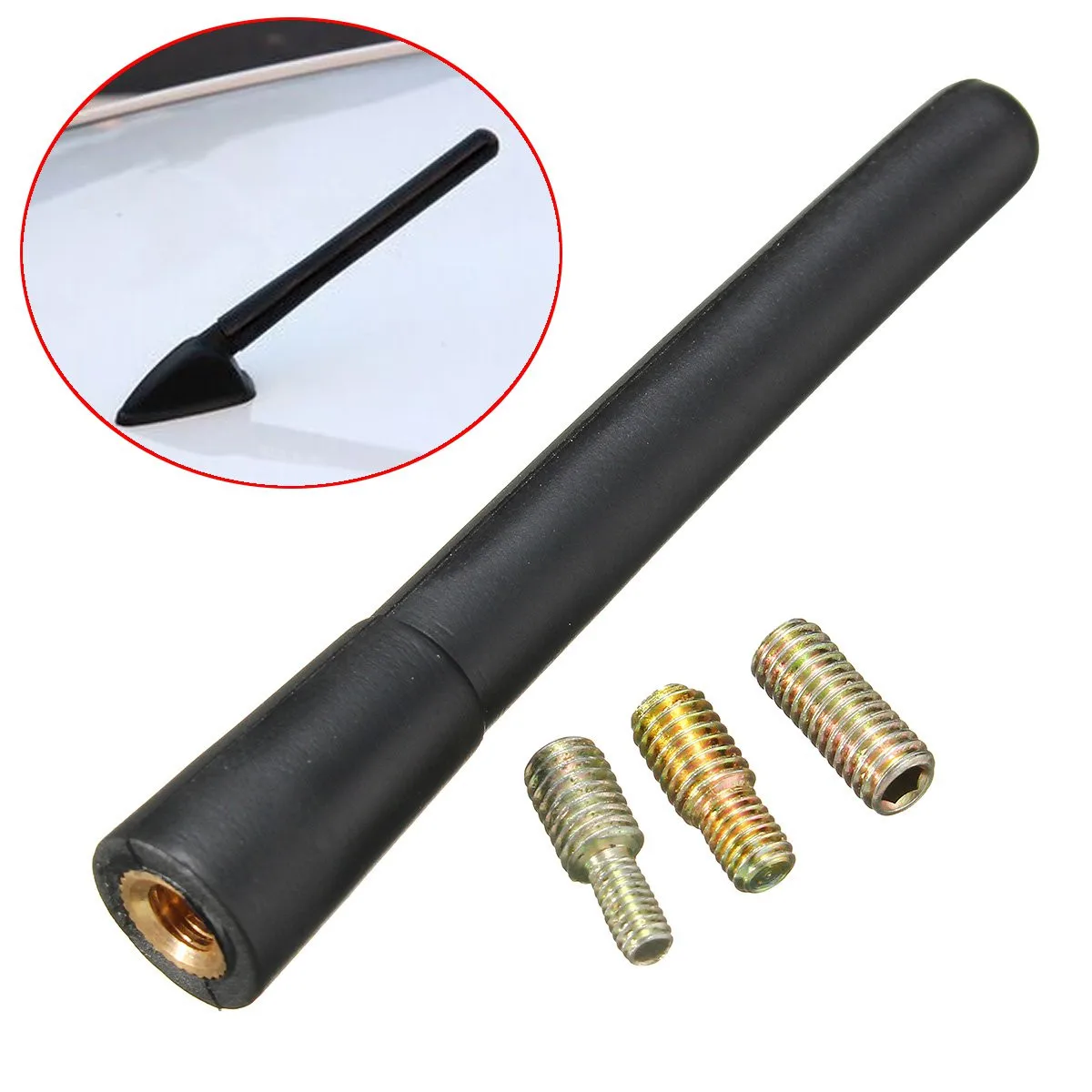

Universal Car Short Stubby Antenna Aerial Replace AM FM Radio Mast Screw Type