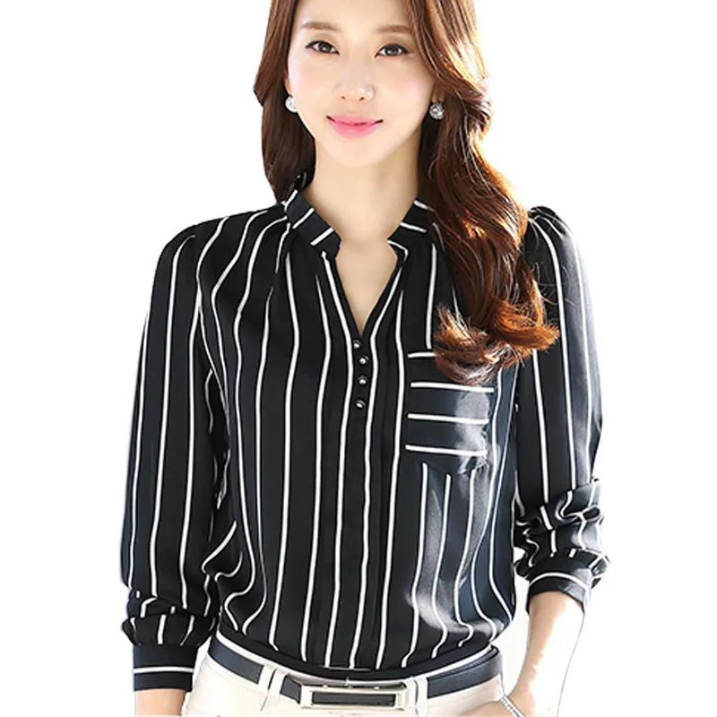 All Match Style Lady Fashion Shirts Plus Size S 4XL New Korean Clothing 2016 Girls Striped 